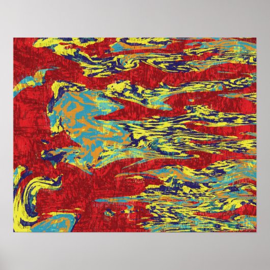 Lebendiger roter abstrakter expressionistischer Fl Poster (Vorne)