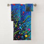 Lebendiger roter Blumen Pop Art Druck Badhandtuch Set (Insitu)