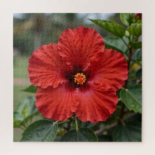 Lebendiger roter Hibiskus tropische Blüte Puzzle (Vertikal)