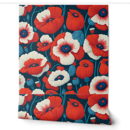 Lebendiger roter Mohn Tapete