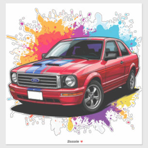 Lebendiger roter Muscle-Car Aufkleber