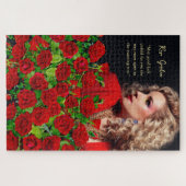 Lebendiger roter Rosengarten Floral benutzerdefini Puzzle (Horizontal)