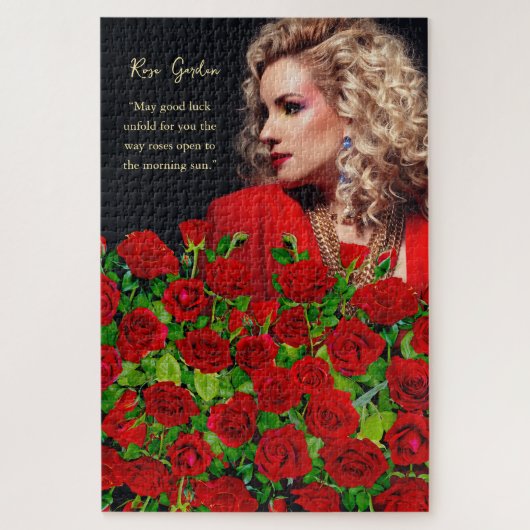 Lebendiger roter Rosengarten Floral benutzerdefini Puzzle (Vertikal)