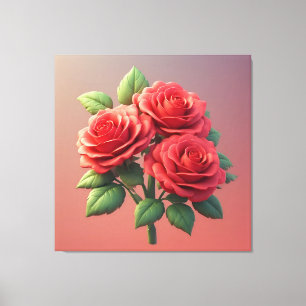 Lebendiger roter Rosenstrauß Leinwanddruck