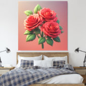 Lebendiger roter Rosenstrauß Leinwanddruck (Insitu (Schlafzimmer))