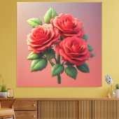 Lebendiger roter Rosenstrauß Leinwanddruck (Insitu (Wohnzimmer))