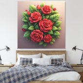 Lebendiger roter Rosenstrauß Leinwanddruck (Insitu (Schlafzimmer))