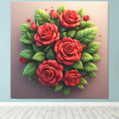 Lebendiger roter Rosenstrauß Leinwanddruck (Insitu (Holzboden))