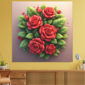 Lebendiger roter Rosenstrauß Leinwanddruck (Insitu (Wohnzimmer))