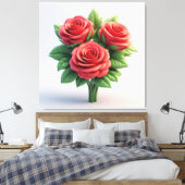 Lebendiger roter Rosenstrauß Leinwanddruck (Insitu (Schlafzimmer))