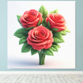 Lebendiger roter Rosenstrauß Leinwanddruck (Insitu (Holzboden))
