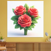 Lebendiger roter Rosenstrauß Leinwanddruck (Insitu (Wohnzimmer))