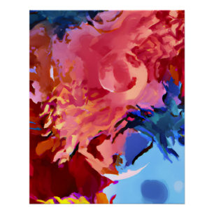 Lebendiger roter und blauer abstrakter Flammenausb Poster