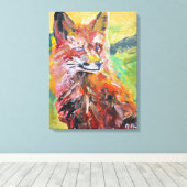 Lebendiger Rotfuchs-Expressionist Leinwanddruck (Insitu (Holzboden))