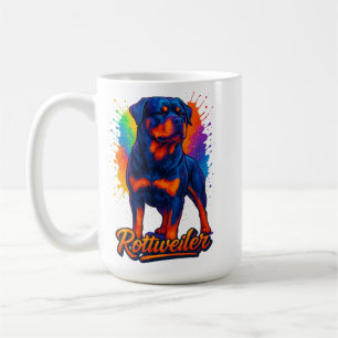 Lebendiger Rottweiler Pop-Art – Kräftiger Neon-Hun Kaffeetasse