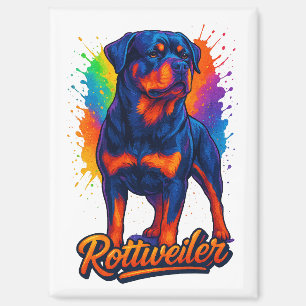 Lebendiger Rottweiler Pop-Art – Kräftiger Neon-Hun Magnet