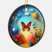 Lebendiger Schmetterling Fantasygarten Keramik Ornament (Links)