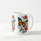 Lebendiger Schmetterling Kaffeetasse (VorderseiteRechts)