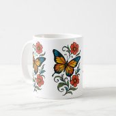 Lebendiger Schmetterling Kaffeetasse (Vorderseite Links)