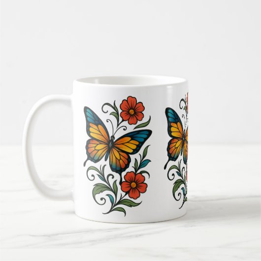 Lebendiger Schmetterling Kaffeetasse (Links)