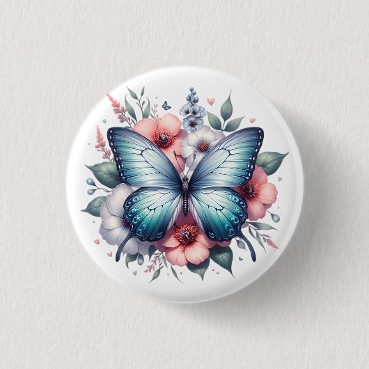 Lebendiger Schmetterlings-Blumenstrauß Art-96283 Button (Vorderseite)