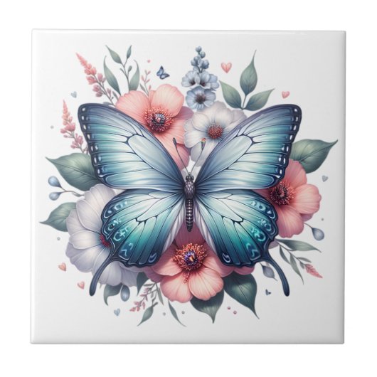 Lebendiger Schmetterlings-Blumenstrauß Art-96283 Fliese (Vorderseite)