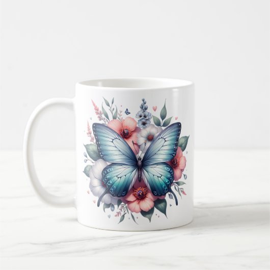 Lebendiger Schmetterlings-Blumenstrauß Art-96283 Kaffeetasse (Links)