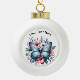 Lebendiger Schmetterlings-Blumenstrauß Art-96283 Keramik Kugel-Ornament