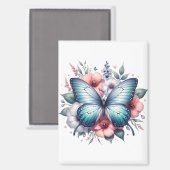 Lebendiger Schmetterlings-Blumenstrauß Art-96283 Magnet (Vorderseite/Rückseite)