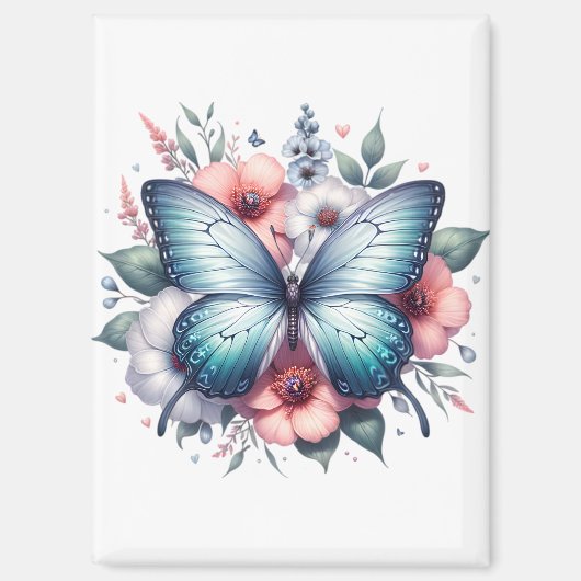 Lebendiger Schmetterlings-Blumenstrauß Art-96283 Magnet (Vorderseite)
