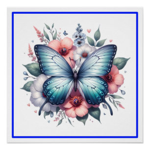 Lebendiger Schmetterlings-Blumenstrauß Art-96283 Poster
