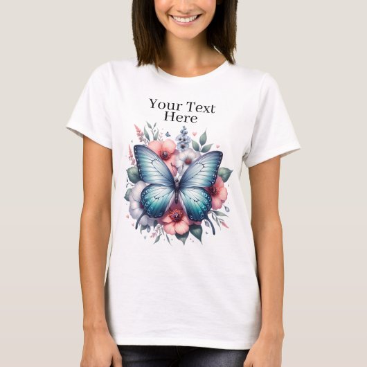 Lebendiger Schmetterlings-Blumenstrauß Art-96283 T-Shirt (Vorderseite)