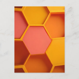 Lebendiger Sechseck-Waben-Geometrischer Gradient Postkarte