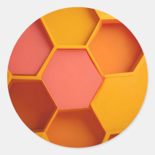 Lebendiger Sechseck-Waben-Geometrischer Gradient Runder Aufkleber
