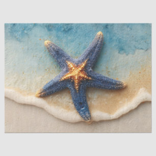 Lebendiger Seestern auf sandigem Strand Seidenpapier