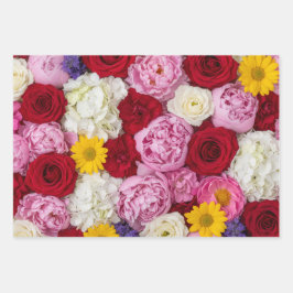 Lebendiger Sommerblumenstrauß Geschenkpapier Set