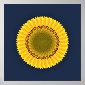 Lebendiger Sonnenblumen-Mandala-Blumen-Leinwanddru Poster