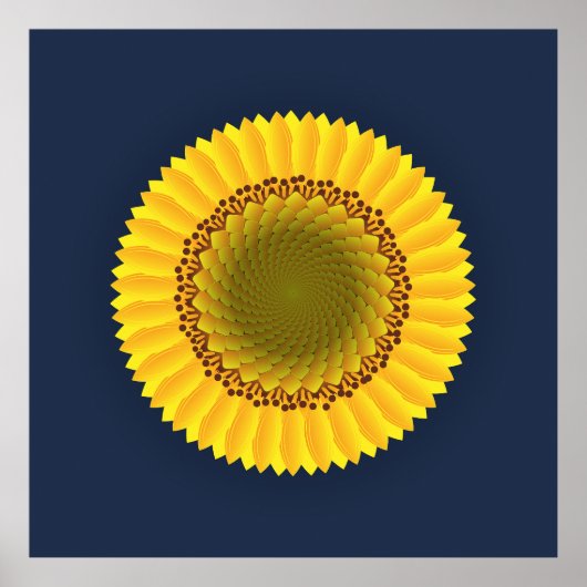 Lebendiger Sonnenblumen-Mandala-Blumen-Leinwanddru Poster (Vorne)