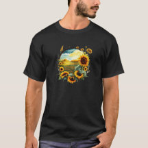 lebendiger Sonnenblumenfeld-T - Shirt