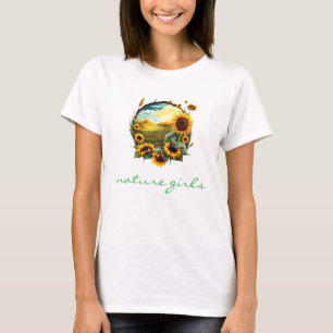 lebendiger Sonnenblumenfeld-T - Shirt