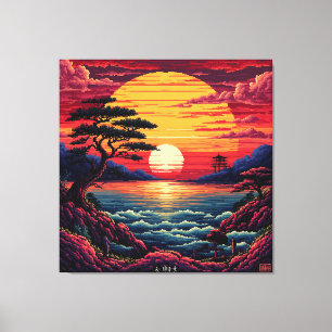 Lebendiger Sonnenuntergang über der Ozeanlandschaf Leinwanddruck