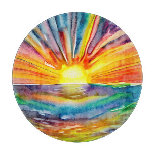 Lebendiger Sonnenuntergang über der Wasserreflexio Schneidebrett