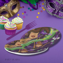 Lebendiger Spaß Mardi Gras Maskerade  Pappteller