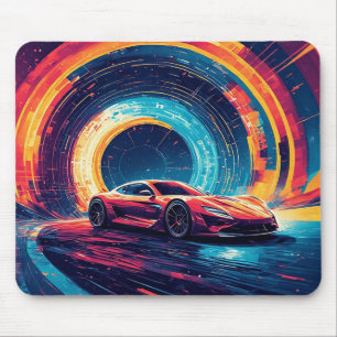 Lebendiger Sportwagen in einer dynamischen abstrak Mousepad