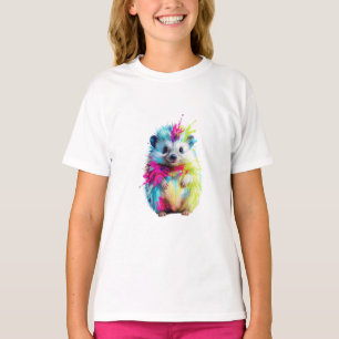 Lebendiger Spritzfarben-Igel für Kinder T-Shirt