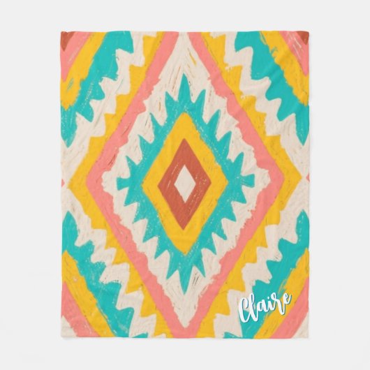Lebendiger Stamm, kühnes geometrisches Boho-Muster Fleecedecke (Vorderseite)