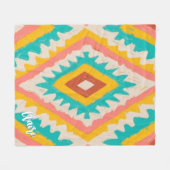 Lebendiger Stamm, kühnes geometrisches Boho-Muster Fleecedecke (Vorderseite (Horizontal))