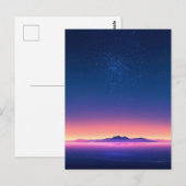 Lebendiger Sternenhimmel am Berghorizont Postkarte (Vorne/Hinten)