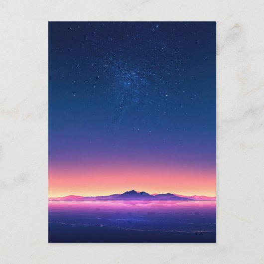 Lebendiger Sternenhimmel am Berghorizont Postkarte (Vorderseite)