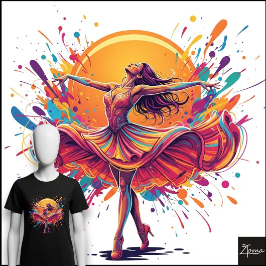 Lebendiger Tänzer Farbiger Dreh Pop Art Tri-Blend Shirt